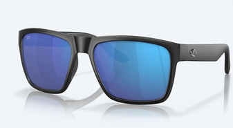 Paunch XL- Matte Black Sunglasses with Blue Mirror Polarized Glass